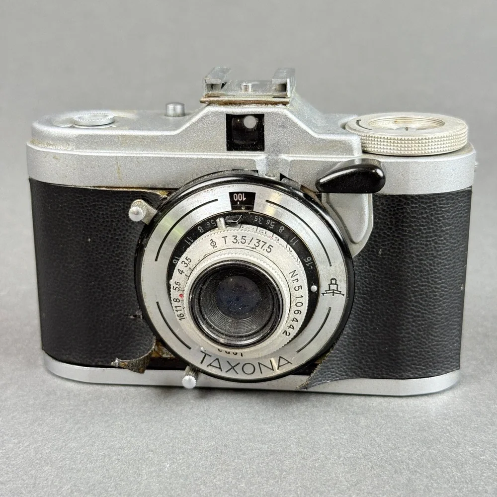 Zeiss Ikon Taxona 35mm Camera Carl Zeiss Jena 37.5mm f3.5 Silver Black Fair